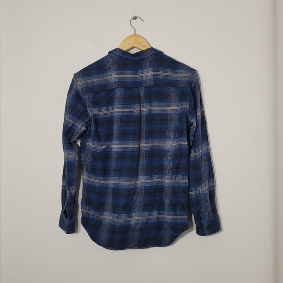 Vans Flannel Shirt Plaid Gray Blue Long Sleeve Button Oversized Cotton Blend L - Picture 9 of 12